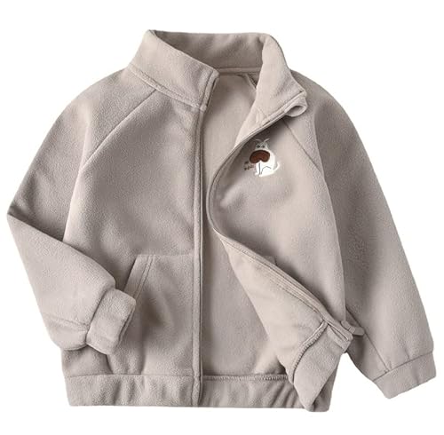 ALUCIC Mädchen Polar Fleecejacken Mäntel Kinder Baby Oberbekleidung Reißverschluss Jacke für Frühling Herbst (Grau, 86-92) von ALUCIC