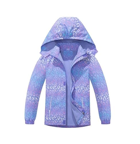 ALUCIC Mädchen Softshelljacke Regenjacke Kinder Wasserdicht Jacke Blume Windjacke Fleecefütterung Outdoorjacke mit Kapuze 134-140 ﻿ von ALUCIC
