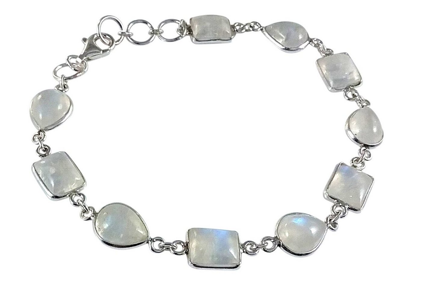 ALUNA Silberarmband Mondstein-Armband mit Karabiner Silber 925, echte Steine - blau schillernd - Made in Germany- ar0100x7 von ALUNA