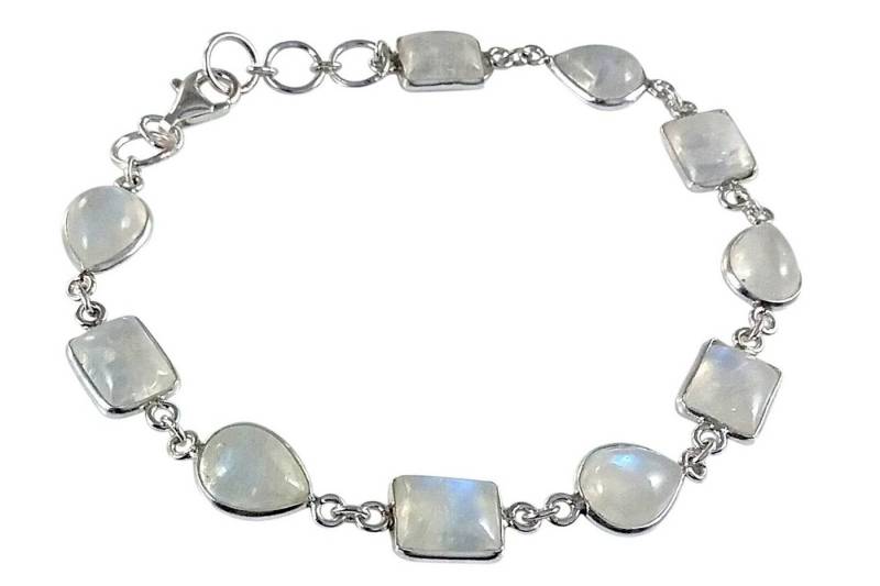 ALUNA Silberarmband Mondstein-Armband mit Karabiner Silber 925, echte Steine - blau schillernd - Made in Germany- ar0100x7 von ALUNA