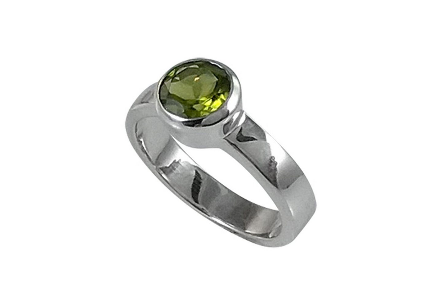 ALUNA Solitärring Peridot facettiert Silber 925 (inklusive Schmuckbox), rund und facettiert - ri0201x11 von ALUNA