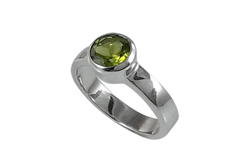 ALUNA Solitärring Peridot facettiert Silber 925 (inklusive Schmuckbox), rund und facettiert - ri0201x11 von ALUNA