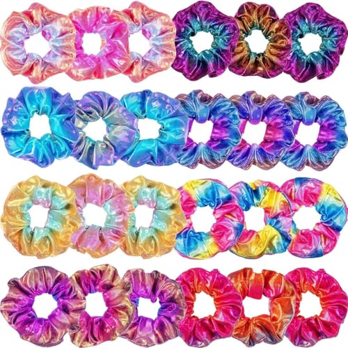 24 Regenbogen-Haargummis – bunte Haarbänder für Frauen und Mädchen – Zubehör für Gymnastik, Geburtstag, Party von ALUNME