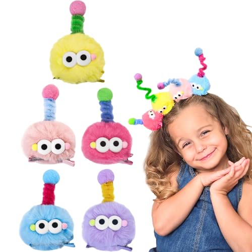 5 bunte verrückte Haar-Pom-Clips, lustige Cartoon-Themen-Haarnadeln für Mädchen, skurriles Stil-Zubehör von ALUNME