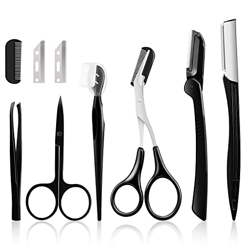 Augenbrauen-Set, Mehrzweck-Peeling-Dermaplaning-Werkzeug, Gesichtssets für Frauen und Mädchen, Augenbrauenpflegeset (9-in-1) von ALUNME