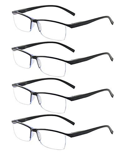 ALWAYSUV 4er Pack Lesebrille für Männer Blaulicht blockierende Computer-Leseglas Klare Linse Schwarzes Halbrahmen-Leseglas 2.50 von ALWAYSUV