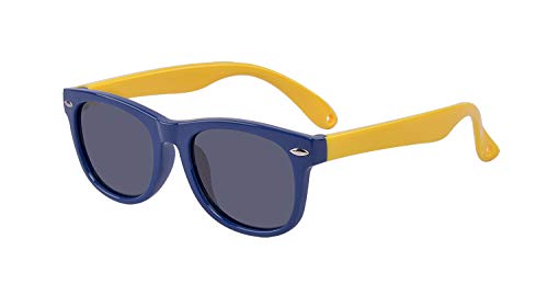 ALWAYSUV Baby Kleinkind Polarisierte Sonnenbrille Gummi Flexible Shades UV-Schutz Sonnenbrille für Mädchen Jungen Alter 0-2 Blau Gelb von ALWAYSUV