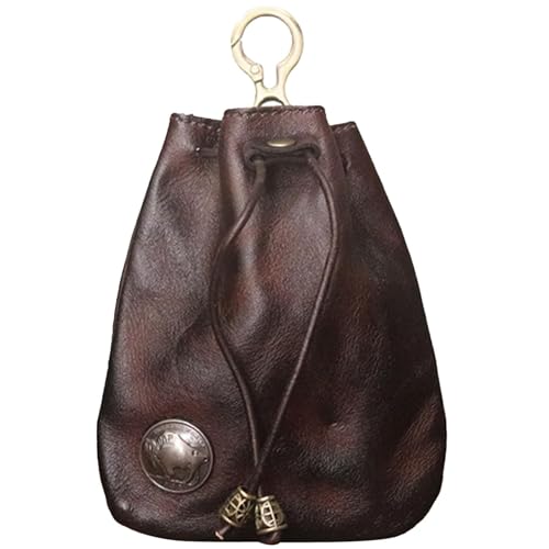 Rindsleder Retro Tasche Rindsleder Aufbewahrung Geldbörse Echtes Leder Retro Aufbewahrungstasche Mittelalter Münzbörse Hüfttasche Kordelzug Geldbörse Leder Kordelzug Beutel Münzbörse Hüfttasche für von ALWIDA