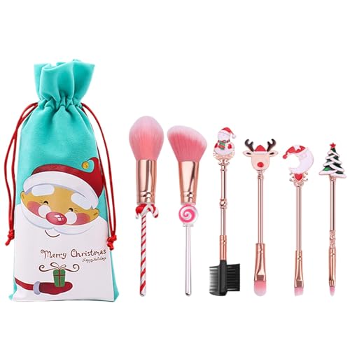 Zauberstab-Make-up-Pinsel-Set – Zauberstab-Make-up-Pinsel | 6 x Weihnachten Foundation Blending Pinsel | Professioneller Gesichtspuder Rouge-Pinsel | Lidschatten Blending Lip Brush | Foundation von ALWIDA