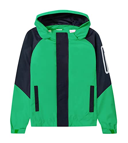 ALXHUTE Kinder Regenjacke Jungen Mädchen Jacke Frühling Übergangsjacke Wasserdicht Windjacke mit abnehmbarer Kapuze Grün DE: 110-116 (Herstellergröße 110) von ALXHUTE