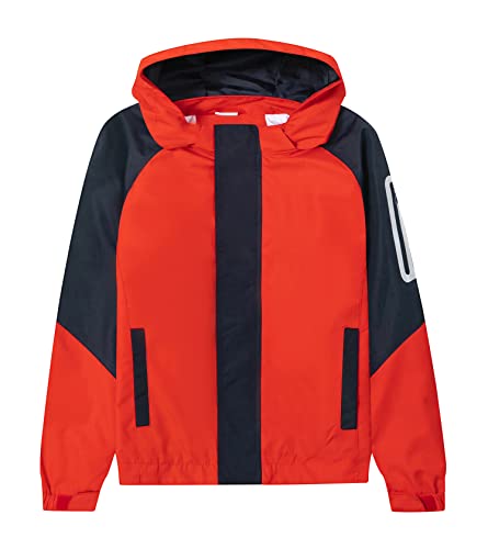 ALXHUTE Kinder Regenjacke Jungen Mädchen Jacke Frühling Übergangsjacke Wasserdicht Windjacke mit abnehmbarer Kapuze Rot DE: 128-134 (Herstellergröße 130) von ALXHUTE