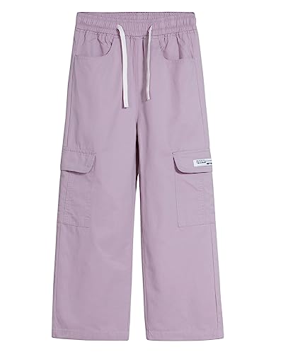 ALXHUTE Mädchen Cargo Hose Straight Kinder Cargohose mit Gummizug Taro Lila DE: 152-158 (Herstellergröße 150) von ALXHUTE