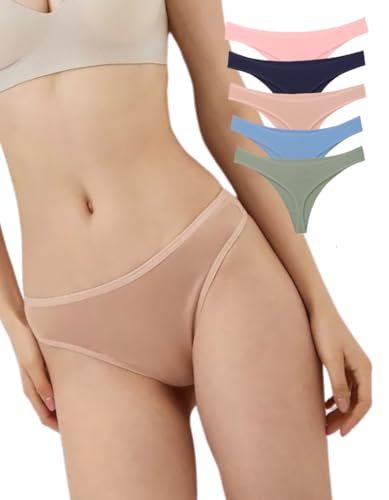 ALYA UNDERWEAR Tangas für Damen, Höschen aus atmungsaktiver Baumwolle, Tanga, niedrige Taille, 5 Stück von ALYA UNDERWEAR