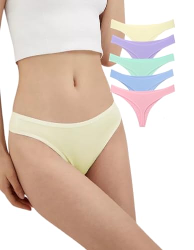 ALYA UNDERWEAR Tangas für Damen, Höschen aus atmungsaktiver Baumwolle, Tanga, niedrige Taille, 5 Stück von ALYA UNDERWEAR