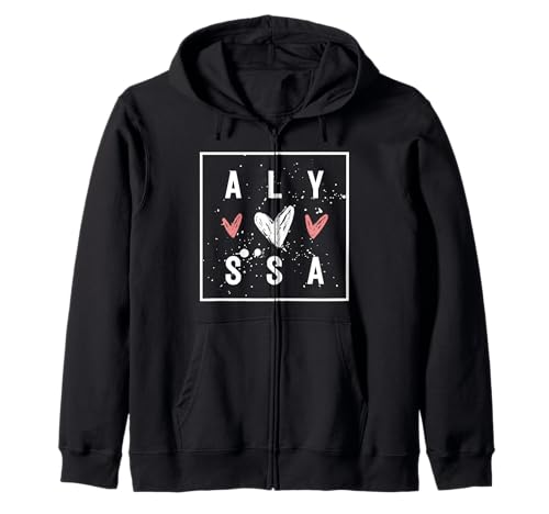 Alyssa niedliches personalisiertes Namensschild für Mädchen namens Alyssa Kapuzenjacke von ALYSSA Personalized Nametag for Girl named ALYSSA