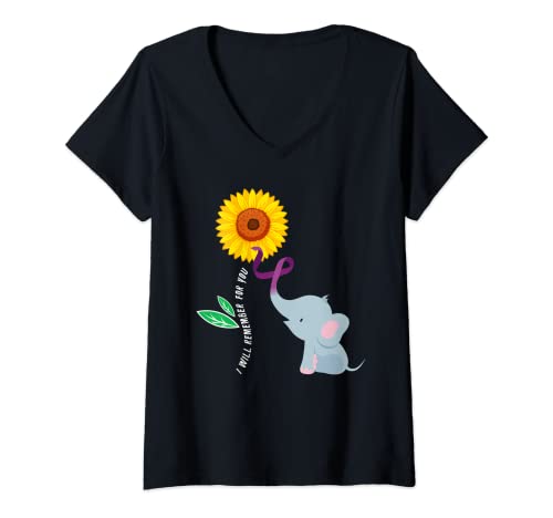 Damen Ich werde mich für Sie erinnern ALZ Demenz Alzheimer's Awareness T-Shirt mit V-Ausschnitt von ALZ Dementia Alzheimer's Awareness Apparel & Gifts