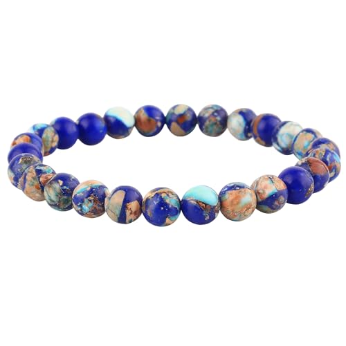 ALZLDYS Handgefertigter natürlicher imperialer Jaspis, Halbedelstein, 8 mm, runde Perlen, Stretch-Armband, 17,8 cm, Unisex, 7.5", Stein, Imperial Topas ALZLDYS Handgefertigter natürlicher imperialer Jaspis, Halbedelstein, 8 mm, runde Perlen, Stretch-Armband, 17,8 cm, Unisex, 7.5", Stein, Imperial Topas von ALZLDYS