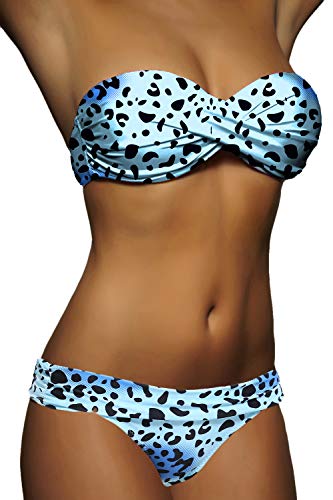 ALZORA Push Up Bandeau Twist Bikini Set Damen Pushup Badeanzug viele Farben und Größen, 10446 (L, M10) von ALZORA