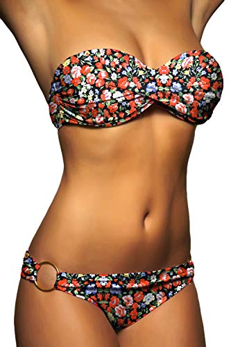 ALZORA Push Up Bandeau Twist Bikini Set Damen Pushup Badeanzug viele Farben und Größen, 10446 (M, M1) von ALZORA