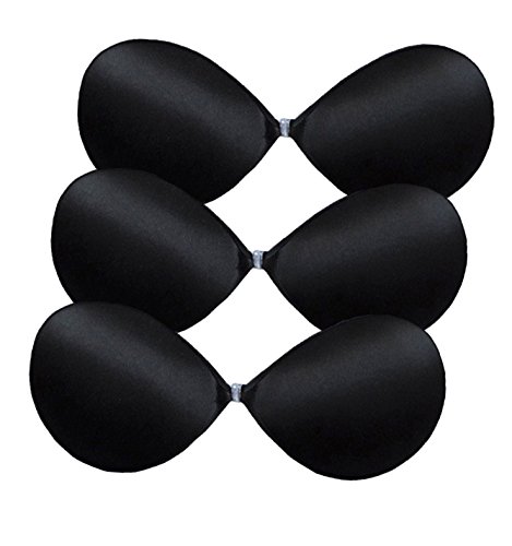 ALZORA Push Up Klebe BH selbstklebend trägerlos bügellos ideal für Rückenfrei Farbwahl, 10456 (C Cup, 3-er Set Schwarz) von ALZORA