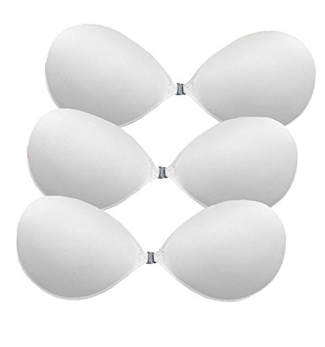 ALZORA Push Up Klebe BH selbstklebend trägerlos mit Spitze Farbwahl, 10268 (B Cup, Z-3-er Set Weiss) von ALZORA