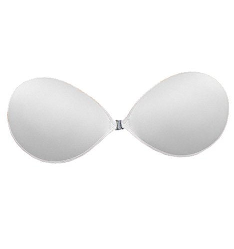 ALZORA Push Up Klebe BH selbstklebend trägerlos mit Spitze Farbwahl, 10268 (D Cup, Weiss Glatt) von ALZORA