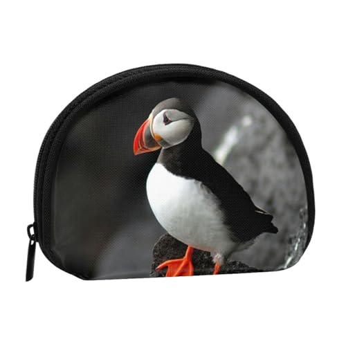 Atlantischer Papageientaucher-Vogelschnabel-Sitzfelsen, Brieftasche Shell Make-up Tasche Frauen Aufbewahrungstasche Kleine Geldbörse Shell Wechseltasche von ALZVULG