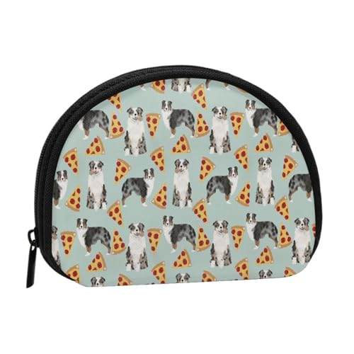 Australian Shepherd Pizza, Brieftasche Shell Make-up Tasche Frauen Aufbewahrungstasche Kleine Geldbörse Shell Wechseltasche von ALZVULG