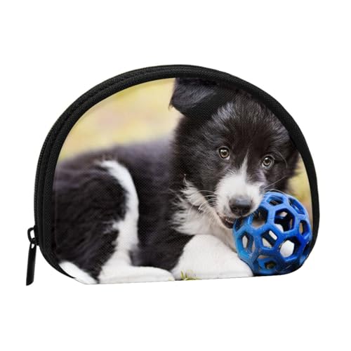 Border-Collie-Hunde-Welpen-Haustier-schwarzer Rand, Brieftasche Shell Make-up Tasche Frauen Aufbewahrungstasche Kleine Geldbörse Shell Wechseltasche von ALZVULG