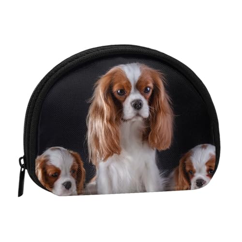 Cavalier King Charles Spaniel-Mutter mit Jungen, Brieftasche Shell Make-up Tasche Frauen Aufbewahrungstasche Kleine Geldbörse Shell Wechseltasche von ALZVULG