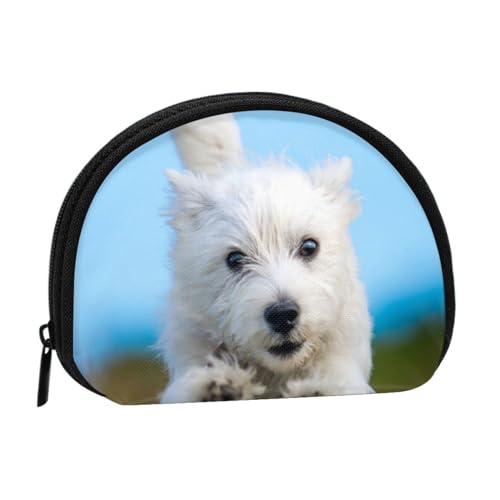 EIN süßer West Highland Terrier Welpe läuft, Brieftasche Shell Make-up Tasche Frauen Aufbewahrungstasche Kleine Geldbörse Shell Wechseltasche von ALZVULG