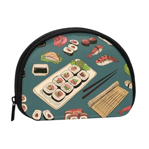 Farbige Sushi und Brötchen, Brieftasche Shell Make-up Tasche Frauen Aufbewahrungstasche Kleine Geldbörse Shell Wechseltasche von ALZVULG