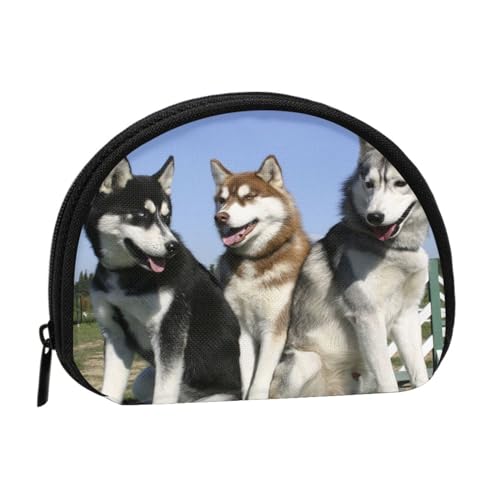 Husky Huskie-Hunde (2), Brieftasche Shell Make-up Tasche Frauen Aufbewahrungstasche Kleine Geldbörse Shell Wechseltasche von ALZVULG