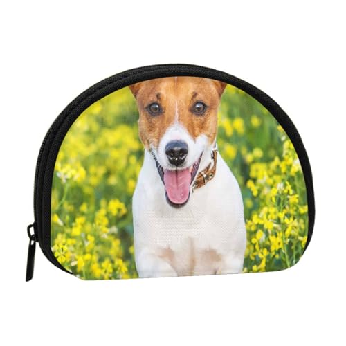 Jack Russell Blumenwiese, Brieftasche Shell Make-up Tasche Frauen Aufbewahrungstasche Kleine Geldbörse Shell Wechseltasche von ALZVULG