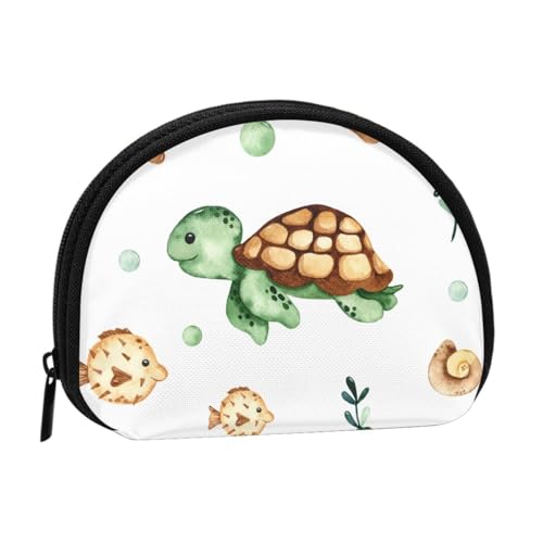 Niedliche Aquarell-Meeresschildkrötenkrabbe, Brieftasche Shell Make-up Tasche Frauen Aufbewahrungstasche Kleine Geldbörse Shell Wechseltasche von ALZVULG