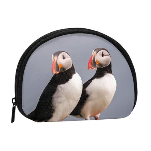 Papageientaucher-Vogelpaar, Brieftasche Shell Make-up Tasche Frauen Aufbewahrungstasche Kleine Geldbörse Shell Wechseltasche von ALZVULG