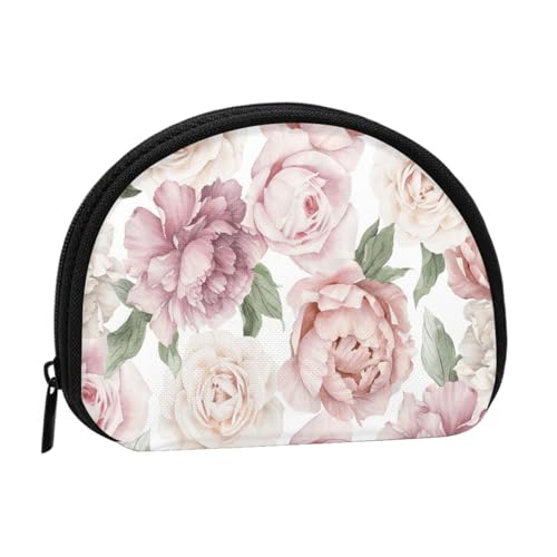 Rosa Blumen der Frühlingssaison mit Blumen, Brieftasche Shell Make-up Tasche Frauen Aufbewahrungstasche Kleine Geldbörse Shell Wechseltasche von ALZVULG