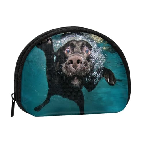 Schwarzer Labrador Retriever Hund schwimmt, Brieftasche Shell Make-up Tasche Frauen Aufbewahrungstasche Kleine Geldbörse Shell Wechseltasche von ALZVULG