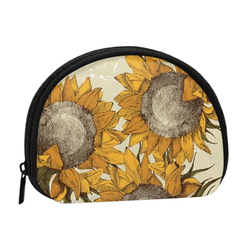 Sonnenblumen, Brieftasche Shell Make-up Tasche Frauen Aufbewahrungstasche Kleine Geldbörse Shell Wechseltasche von ALZVULG