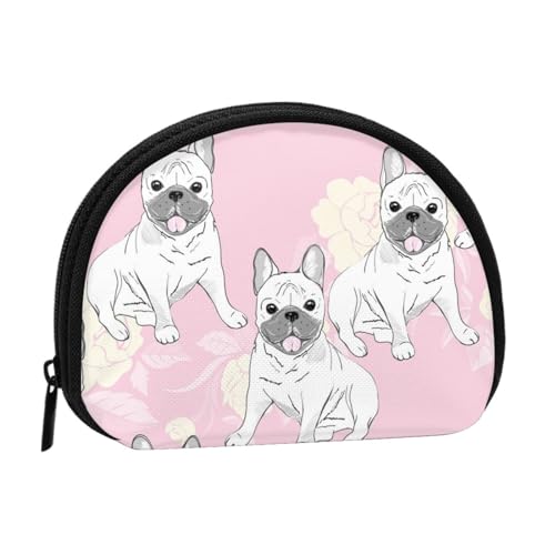 Süße französische Bulldogge, Brieftasche Shell Make-up Tasche Frauen Aufbewahrungstasche Kleine Geldbörse Shell Wechseltasche von ALZVULG