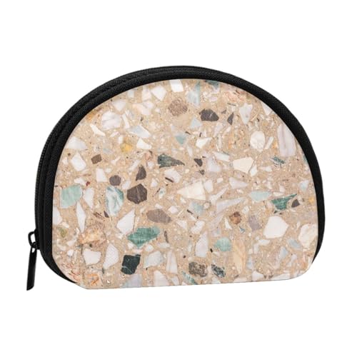 Terrazzo-Naturstein, Brieftasche Shell Make-up Tasche Frauen Aufbewahrungstasche Kleine Geldbörse Shell Wechseltasche von ALZVULG