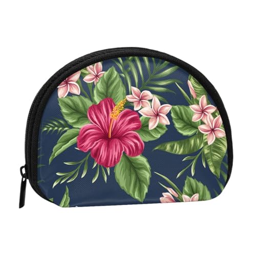 Tropische Blumen Frangipani Hibiskus, Brieftasche Shell Make-up Tasche Frauen Aufbewahrungstasche Kleine Geldbörse Shell Wechseltasche von ALZVULG