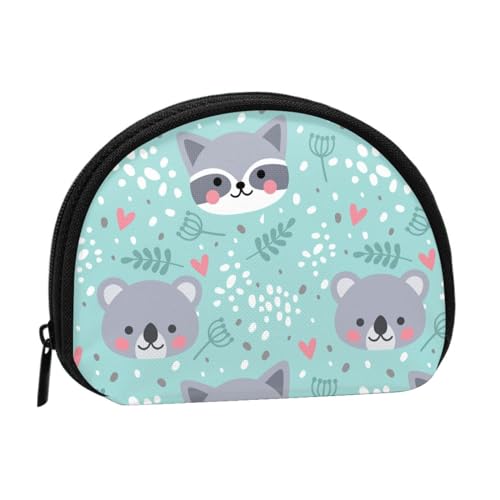 Waschbär und Koala, Brieftasche Shell Make-up Tasche Frauen Aufbewahrungstasche Kleine Geldbörse Shell Wechseltasche von ALZVULG