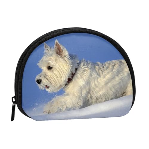 Westie Winter West Highland White Terrier Hunde, Brieftasche Shell Make-up Tasche Frauen Aufbewahrungstasche Kleine Geldbörse Shell Wechseltasche von ALZVULG