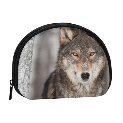 ALZVULG Wilder Wolf-Druck, Brieftasche Shell Make-up Tasche Frauen Aufbewahrungstasche Kleine Geldbörse Shell Wechseltasche von ALZVULG