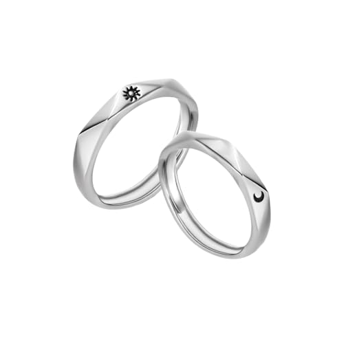 ALZYFC Mode Paar Ring Versilbert Sonne Mond Verstellbare Öffnung Ring Schmuck Frauen Männer Paar Hochzeit Geschenk(Material:RI20Y0177-1) von ALZYFC
