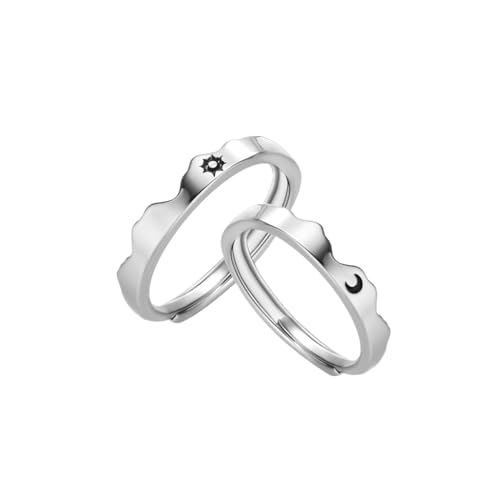 ALZYFC Mode Paar Ring Versilbert Sonne Mond Verstellbare Öffnung Ring Schmuck Frauen Männer Paar Hochzeit Geschenk(Material:RI20Y0177-3) von ALZYFC