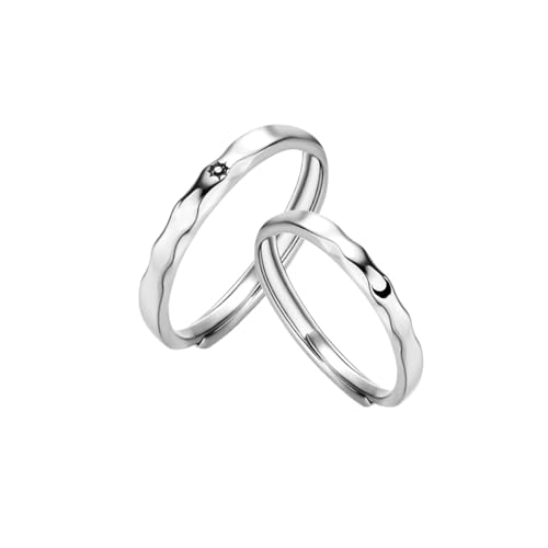 ALZYFC Mode Paar Ring Versilbert Sonne Mond Verstellbare Öffnung Ring Schmuck Frauen Männer Paar Hochzeit Geschenk(Material:RI20Y0177-5) von ALZYFC