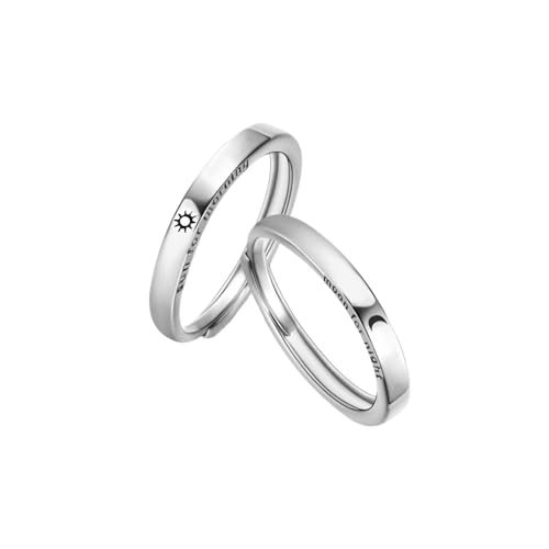 ALZYFC Mode Paar Ring Versilbert Sonne Mond Verstellbare Öffnung Ring Schmuck Frauen Männer Paar Hochzeit Geschenk(Material:RI20Y0177-6) von ALZYFC