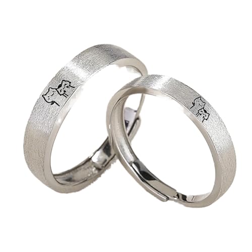 ALZYFC Paarring Silber offener Ring Damen Herren Verstellbarer Ring Schmuck Geschenk(Material:1pair Sun and Moon) von ALZYFC